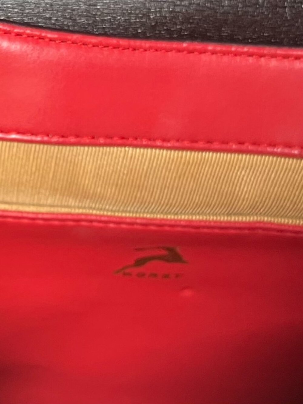 Koret Vintage Black Leather Shoulder Bag Red Interior Matching Coin Purse MCM - Picture 12 of 14